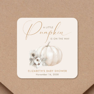 Kleine Pompoen Herfst Baby Shower Vierkante Sticker