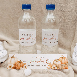 Kleine Pompoen Herfst Baby Shower Waterfles Etiket