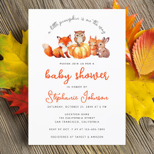 Kleine Pompoen Herfst Baby shower Waterverf Dieren Kaart
