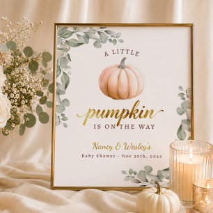 Kleine Pompoen Herfst Baby Shower Welkomstposter Poster
