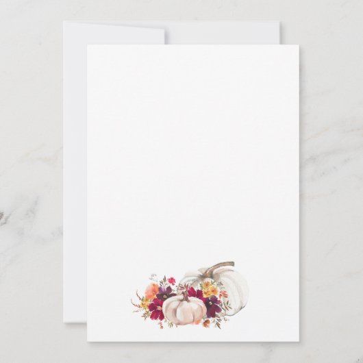 Kleine Pompoen Herfst Bloemen Baby shower Bingo Ka Kaart (Achterkant)