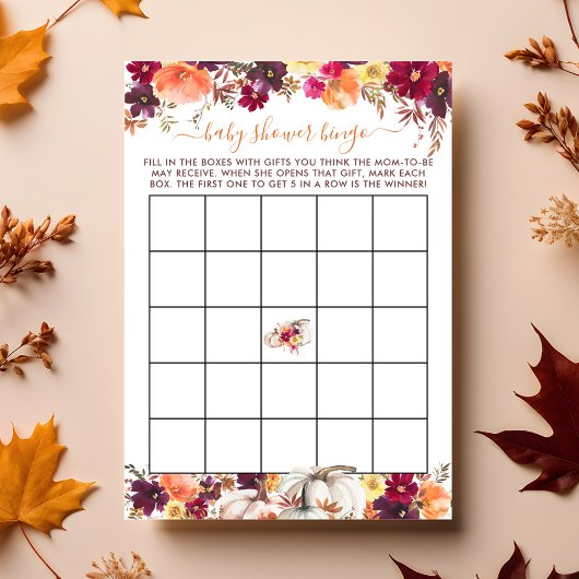 Kleine Pompoen Herfst Bloemen Baby shower Bingo Ka Kaart