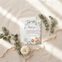 Kleine Pompoen Herfst Bloemige Dankkaart