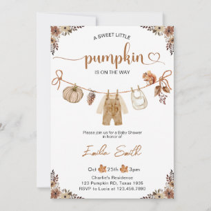 Kleine Pompoen Herfst Bloemige Jongen Baby Shower Kaart
