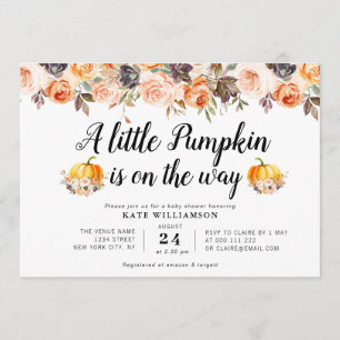 kleine pompoen herfst florale baby shower kaart