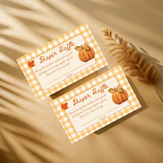 Kleine pompoen herfst geruite luier raffle informatiekaartje
