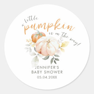 Kleine Pompoen Herfst Herfst Waterverf Baby shower Ronde Sticker