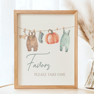 Kleine Pompoen Herfst Kleding Boy Baby shower guns Poster