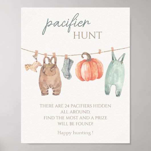 Kleine Pompoen Herfst Kleding Boy Pacifier Hunt Poster (Voorkant)