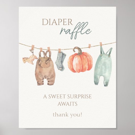 Kleine Pompoen Herfst Kleding Jongen Luier Raffle Poster (Voorkant)