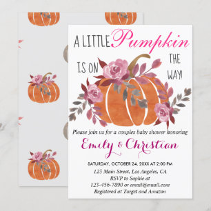 Kleine Pompoen Herfst Koppel Baby Shower Bloemen Kaart