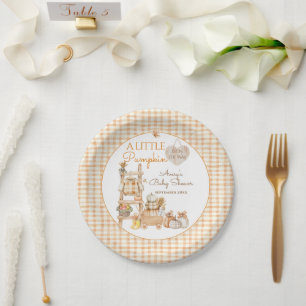 Kleine Pompoen Herfst Lokaal Geteelde Baby Shower Papieren Bordje