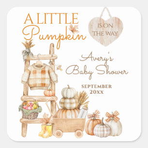 Kleine Pompoen Herfst Lokaal Geteelde Baby Shower Vierkante Sticker
