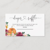 Kleine pompoen herfst luier loterij ticket informatiekaartje (Voorkant)