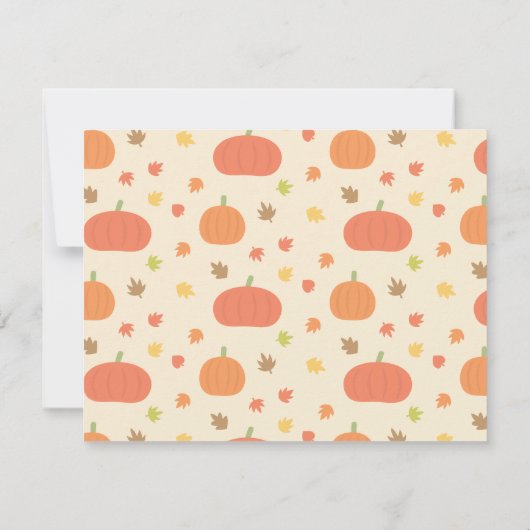 Kleine pompoen Herfst met een grote babyschoeisel Kaart (Achterkant)