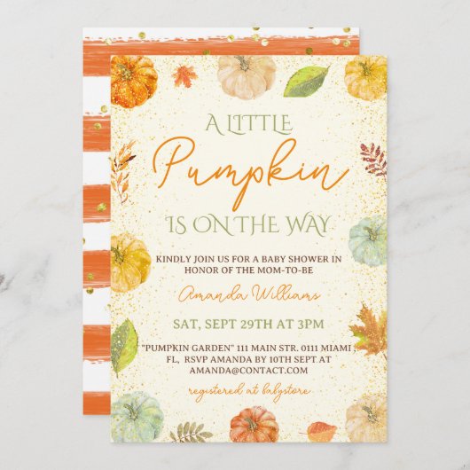 Kleine Pompoen Herfst Neutraal Baby shower Kaart (Voorkant / Achterkant)