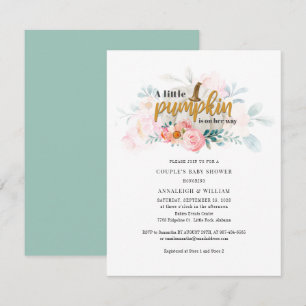 Kleine pompoen Herfst Paar Baby shower Roze Floral Kaart
