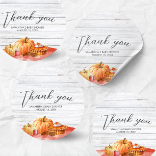 Kleine Pompoen Herfst Picknick Baby Shower Ronde Sticker