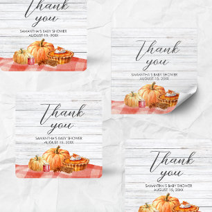 Kleine Pompoen Herfst Picknick Baby Shower Vierkante Sticker