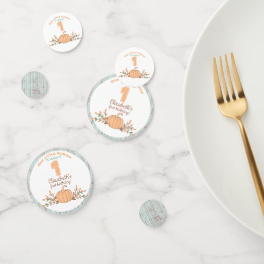 Kleine pompoen Herfst rustieke 1e verjaardag Confetti (Groep)