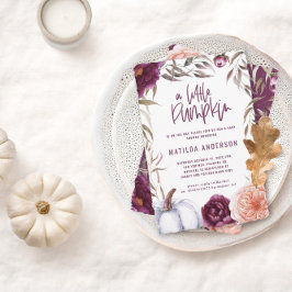 Kleine pompoen herfst waterverf florale baby showe