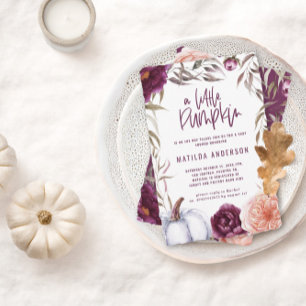 Kleine pompoen herfst waterverf florale baby showe