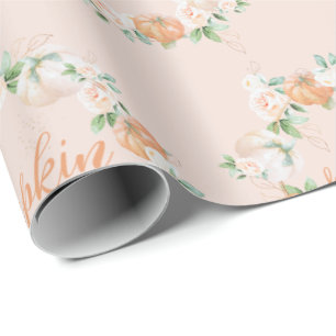 Kleine Pompoen Herfst Waterverf Goud Baby Shower Cadeaupapier