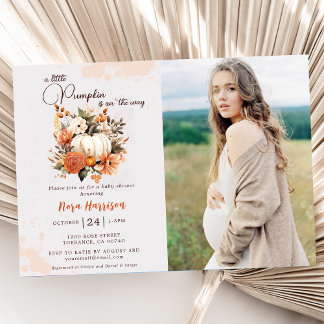 Kleine Pompoen Herfst Wildflower Pattern Baby show Kaart