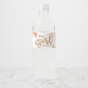 Kleine pompoen Het is een meisje Baby shower Waterfles Etiket