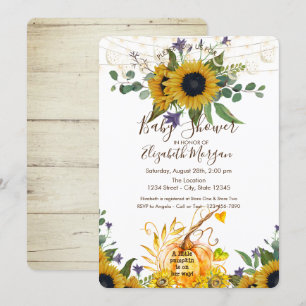 Kleine Pompoen, Houten Zonnebloemen Baby Shower Kaart