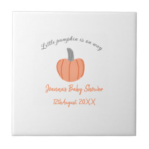 Kleine pompoen is onderweg oranje grijs baby showe tegeltje