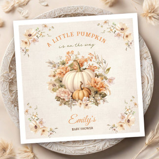 Kleine pompoen is op de weg pastel Baby shower Servet