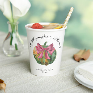 Kleine pompoen is op komst herfst babyshower  papieren bekers