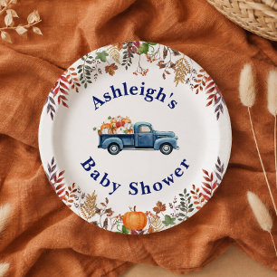 Kleine Pompoen Jongen Baby Shower Papieren Borden Bordje