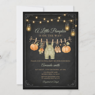 Kleine Pompoen Jongen Rustieke Herfst Baby Shower Kaart