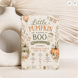 Kleine Pompoen Little Boo Halloween Baby Shower Kaart