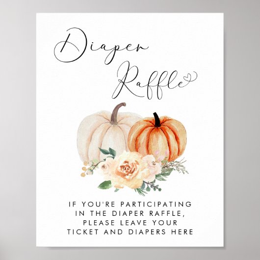 Kleine Pompoen Luier Raffle Baby shower Poster (Voorkant)