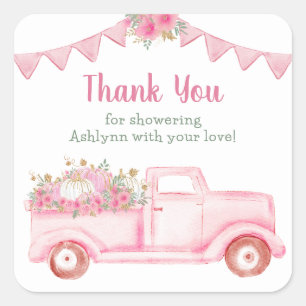 Kleine Pompoen Meisje Baby Shower Bedankt Vierkante Sticker