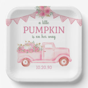 Kleine Pompoen Meisje Baby Shower Papieren Bordje