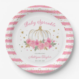 Kleine Pompoen Meisje Baby Sprinkle Papieren Bordje
