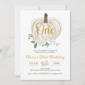 Kleine pompoen meisjes 1e verjaardag uitnodiging (Voorkant)