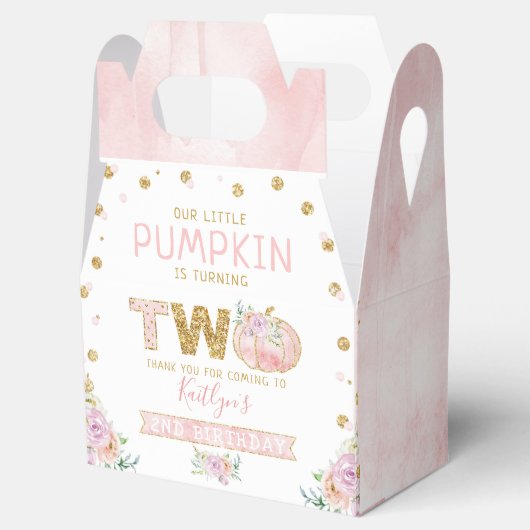 Kleine pompoen meisjes 2e verjaardag bedankdoosjes (Geopend)