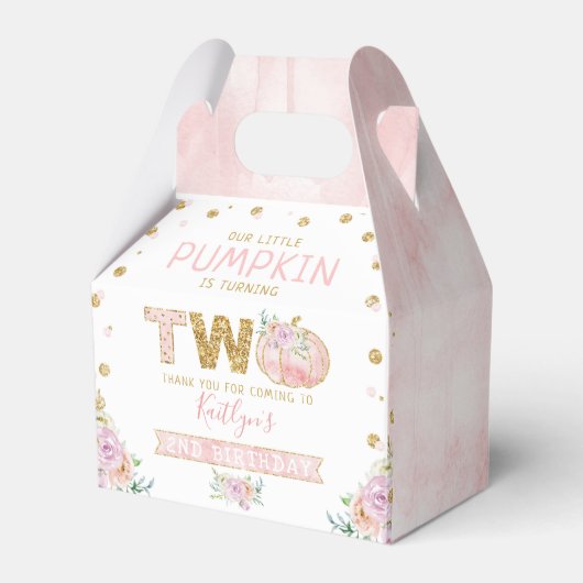 Kleine pompoen meisjes 2e verjaardag bedankdoosjes (Voorkant Zijde)