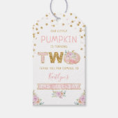 Kleine pompoen meisjes 2e verjaardag cadeaulabel (Voorkant)