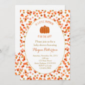 Kleine pompoen onderweg! uitnodiging tot baby show (Voorkant / Achterkant)