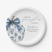 Kleine pompoen op de Way Boy Baby shower Blue Bow