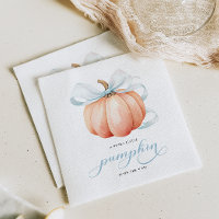 Kleine pompoen op de weg Blue Bow Baby shower