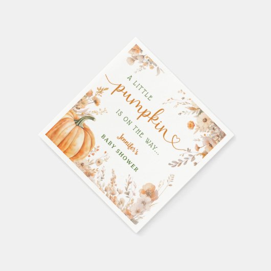 Kleine pompoen op de weg Herfst Baby shower papier Servet (Hoek)