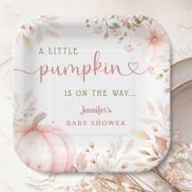 Kleine pompoen op de weg meisje Herfst Baby shower
