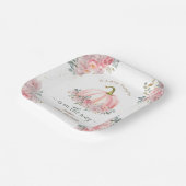 Kleine pompoen op de weg roze Herfst Baby shower Papieren Bordje (Gebogen)